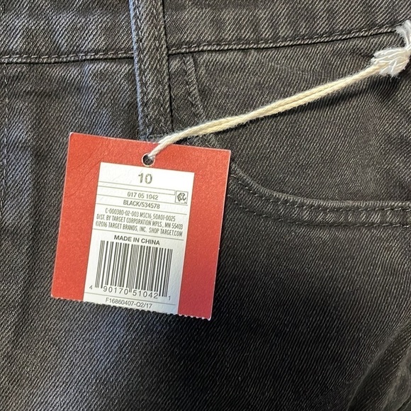 NWT Black Jean Skirt Distressed Mini 10/30 Faded Denim Cotton Holes Fray Mossimo - Picture 9 of 11